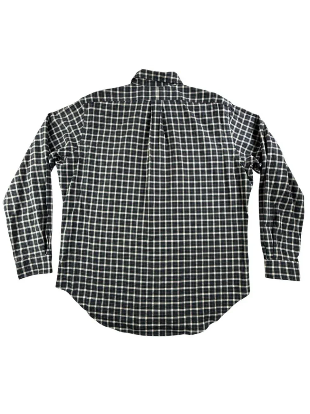Vintage Polo Ralph Lauren Shirt Mens Large Green Check Button Up Long Sleeve Fit